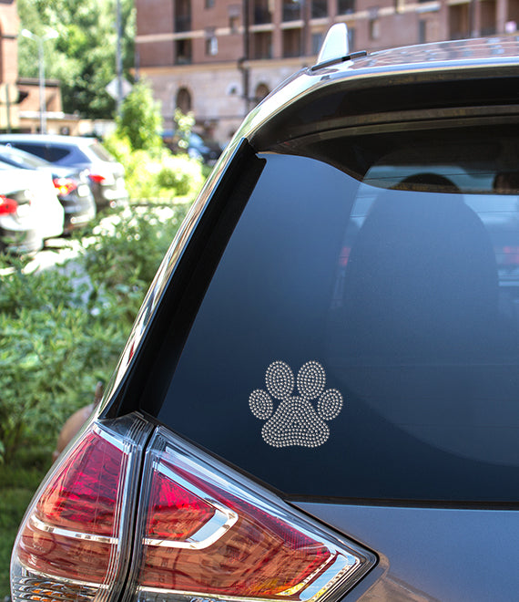 Rhinestone paw print car decal outlet
