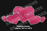 Multiple Hearts Glitter and Rhinestones