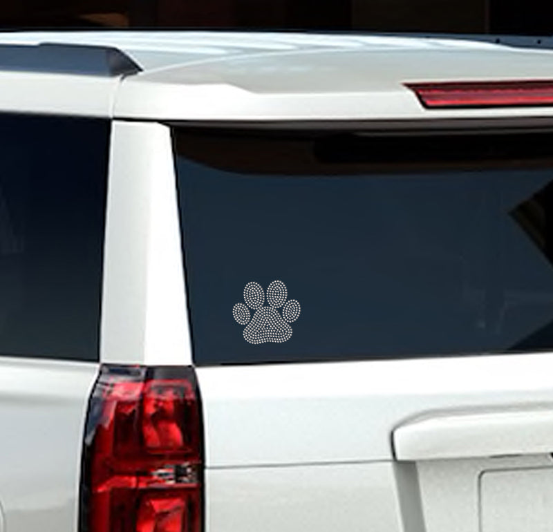Rhinestone paw print car decal discount